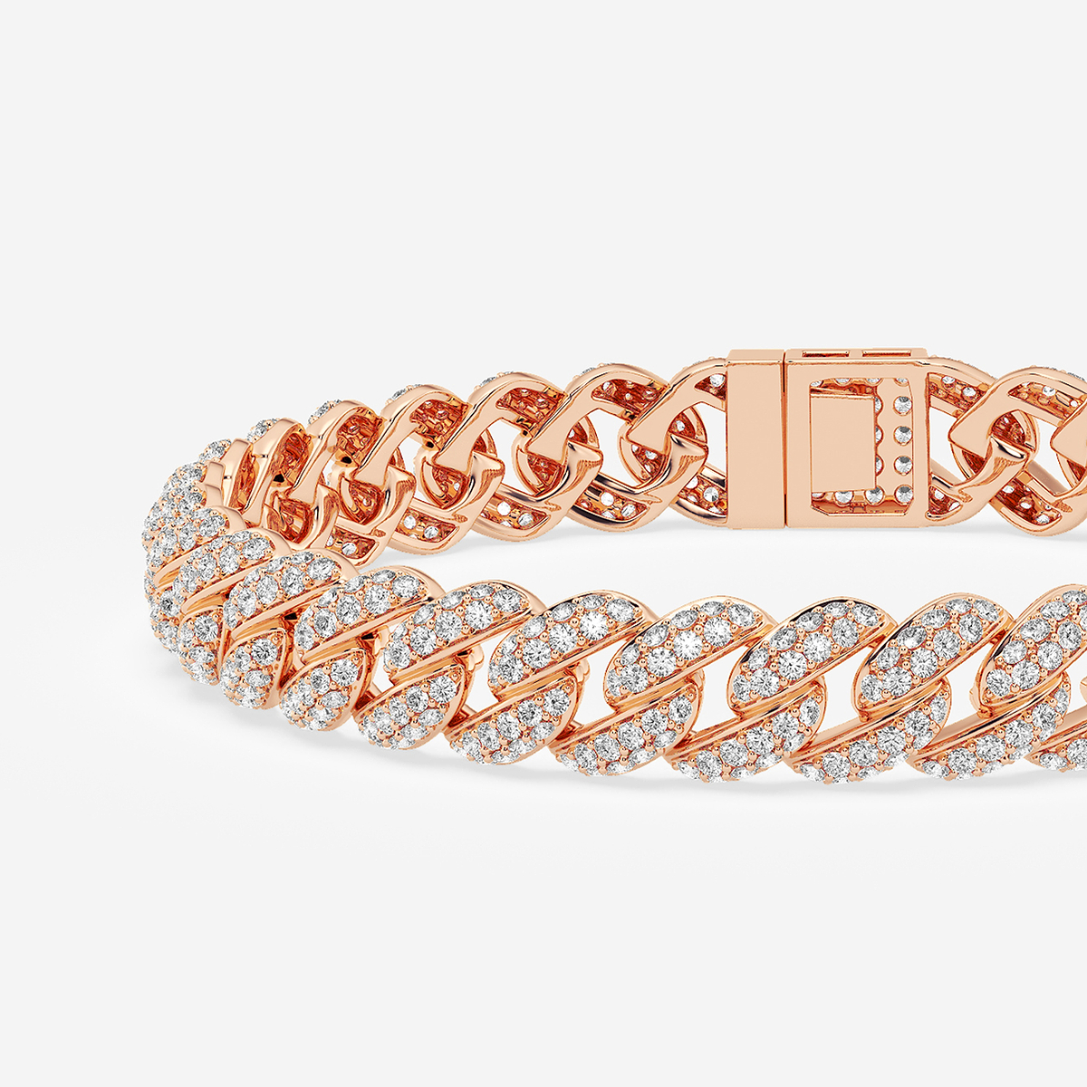 7 ctw Round Lab Grown Diamond Cuban Link Bracelet - 8 Inches 14K